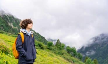 teen boy hiking